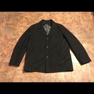 Black Black Rivet Wool Coat similar to a Pea Coat